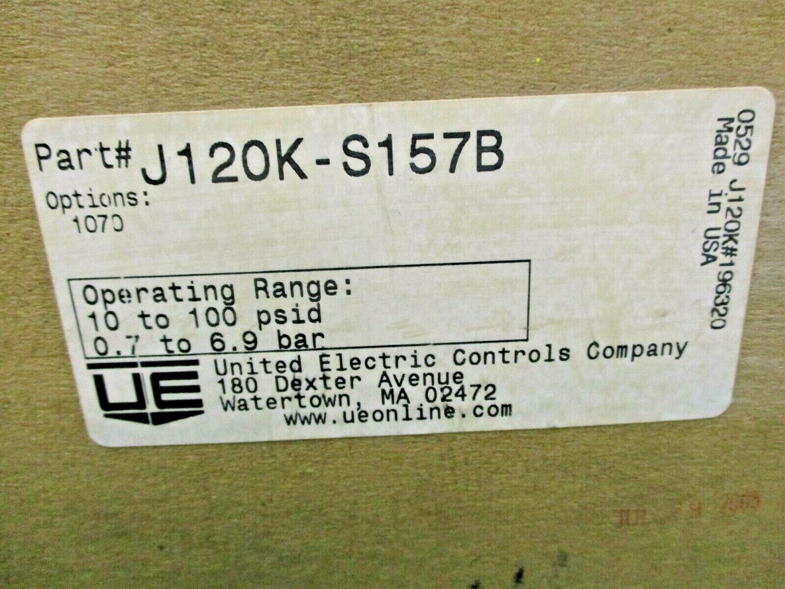New UE United Electric J120K-S157B Differential Pressure Switch