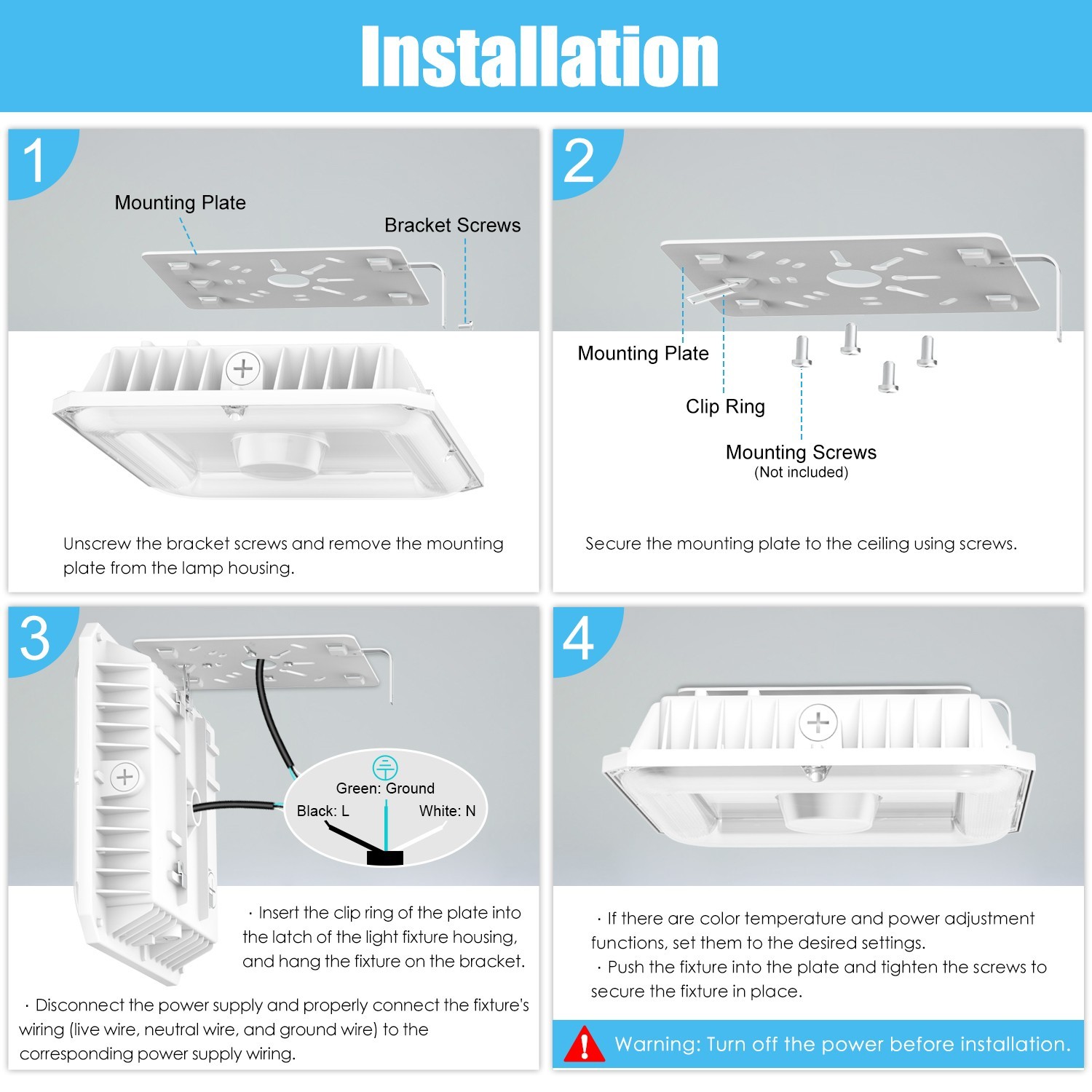 100W LED Canopy Light Commercial Gas Station Garage Parking Lot Fixture 13,500LM