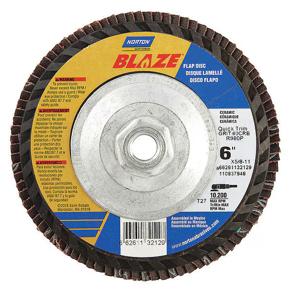 Abrasives Flap Disc,Medium,60 Grit,6″ dia. 66261132129 Abrasives 66261132129