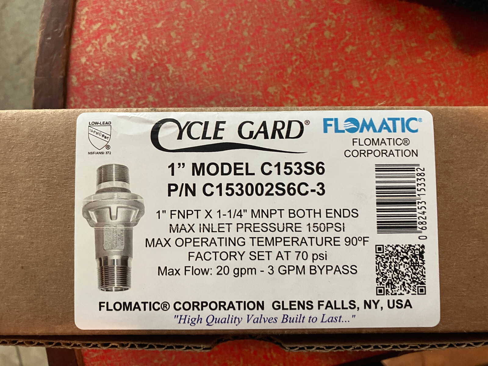 Flowmatic Cycle Gard C153S6  P/N C153002S6C-3 Pump Cycling Flow Control Valve