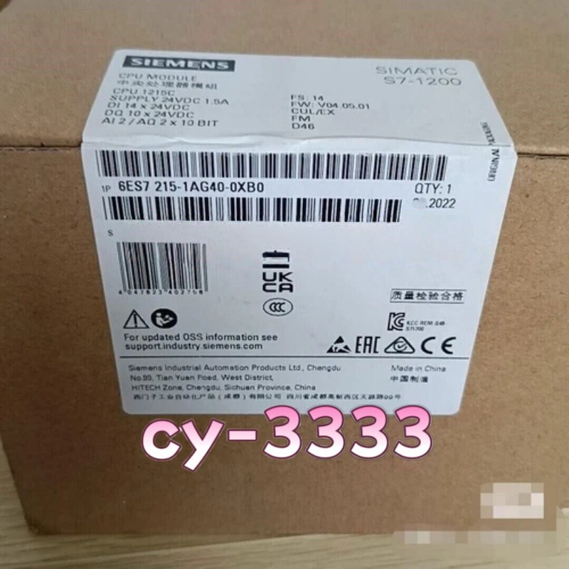 1PCS Newest With Box Siemens 6ES7 215-1AG40-0XB0 SIMATIC S7-1200 CPU In Stock