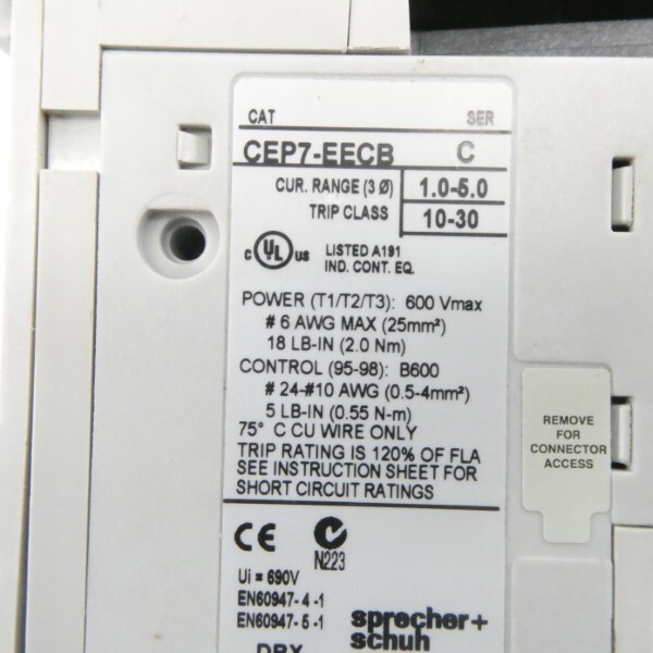 SPRECHER+SCHUH CEP7-EECB SER. C 690V 1.0-5.0A (AS PICTURED) UNMP