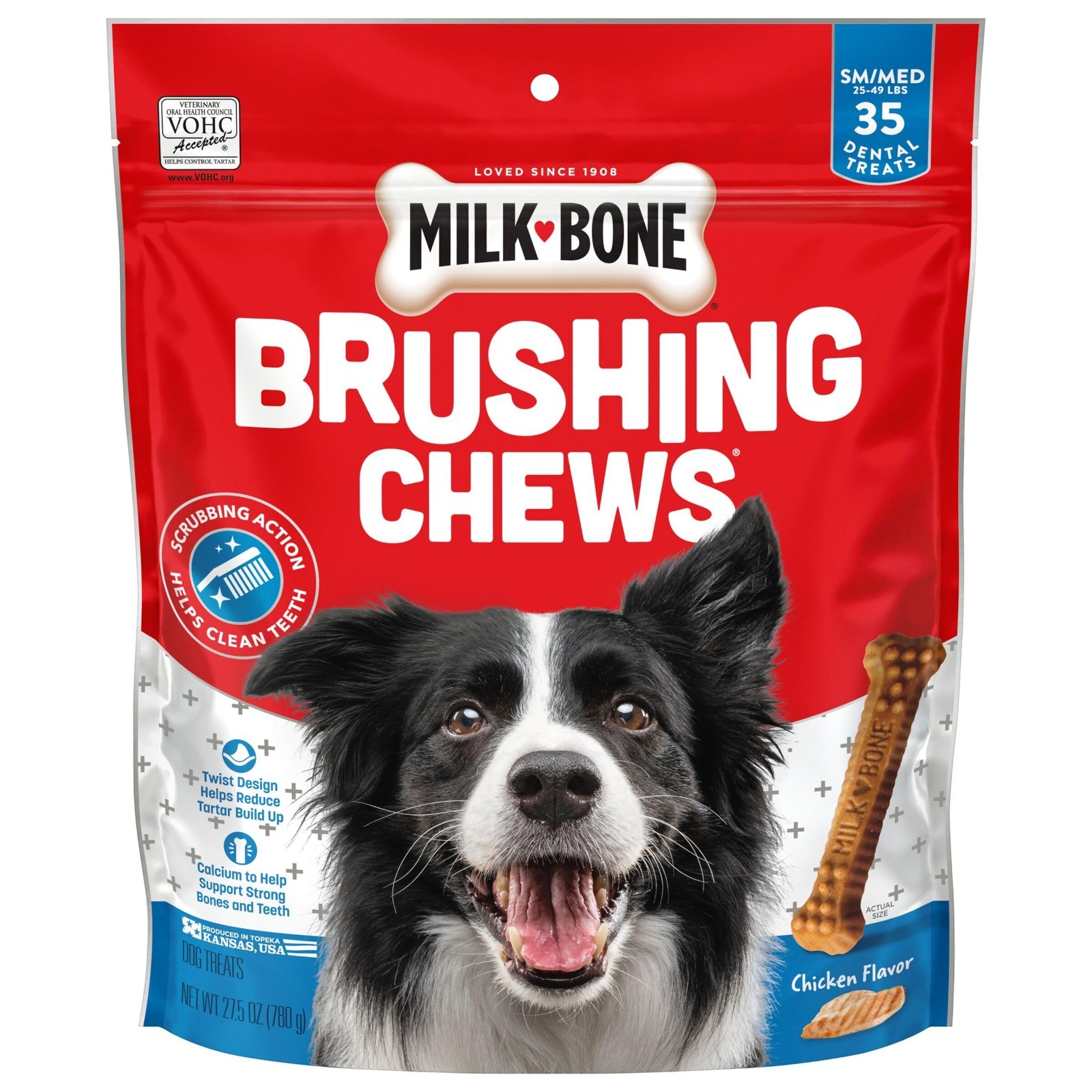 4 Pack Milk Bone Brushing Chews Daily Dental Dog Treats, Small/Medium, 27.5 oz.