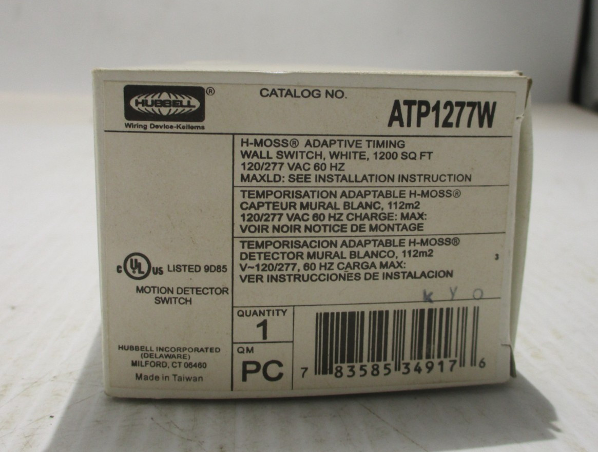 NEW HUBBELL ATP1277W TIMING WALL SWITCH SENSOR WHITE 1200 SQ FT 120/277V