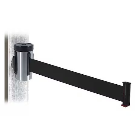 Retracta-Belt Wh700ss-Bk-Mm Belt Barrier, Satin Ss, Black Belt, 10Ft. L
