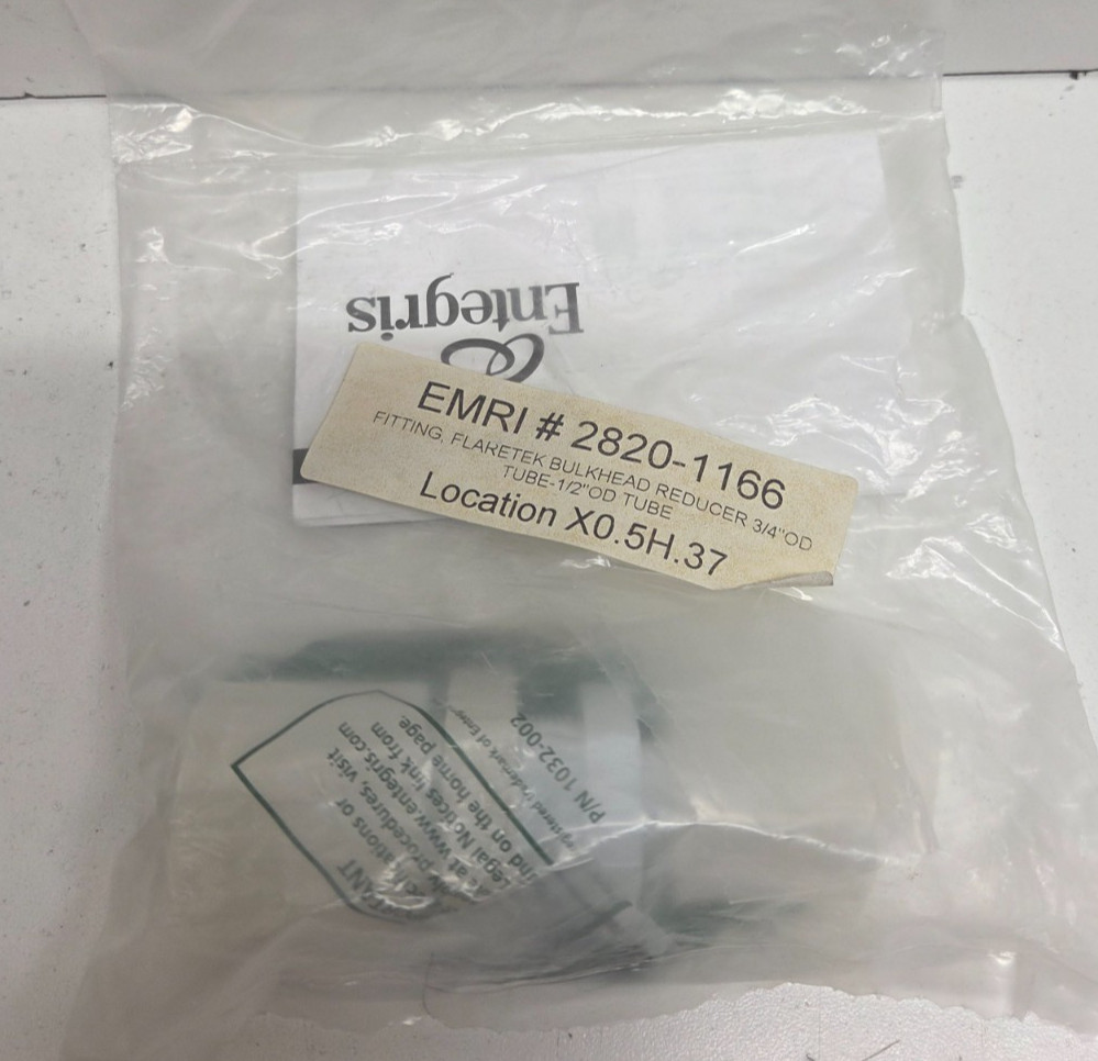 NEW IN BAG! ENTEGRIS FLARETEK 3/4″ TUBE X 1/2″ TUBE BULKHEAD REDUCER 1032-002