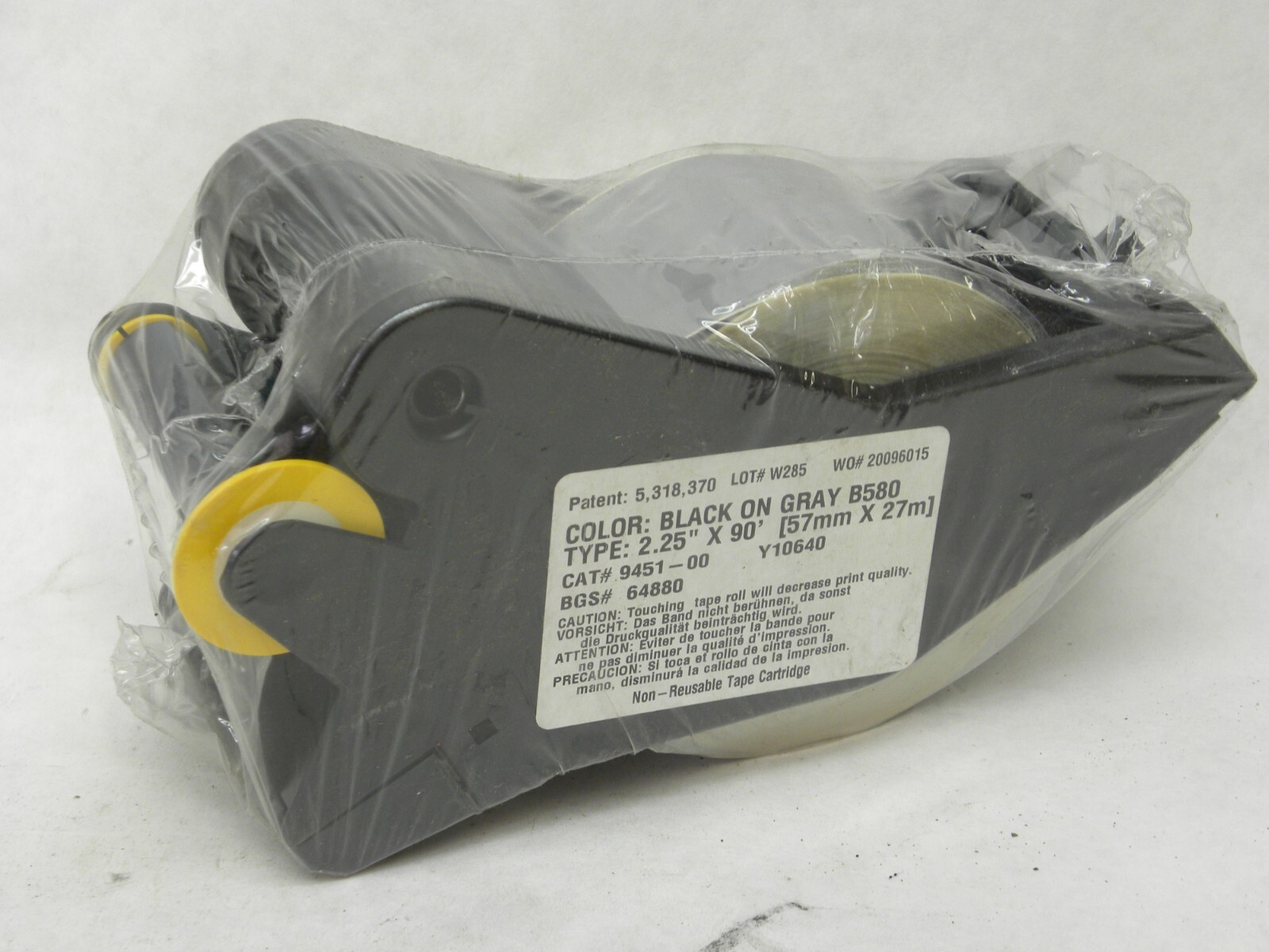 NEW BRADY 64880 BLACK ON GRAY B580 9451-00 Y10640 SUPPLY CARTRIDGES 2.25″ X 90′