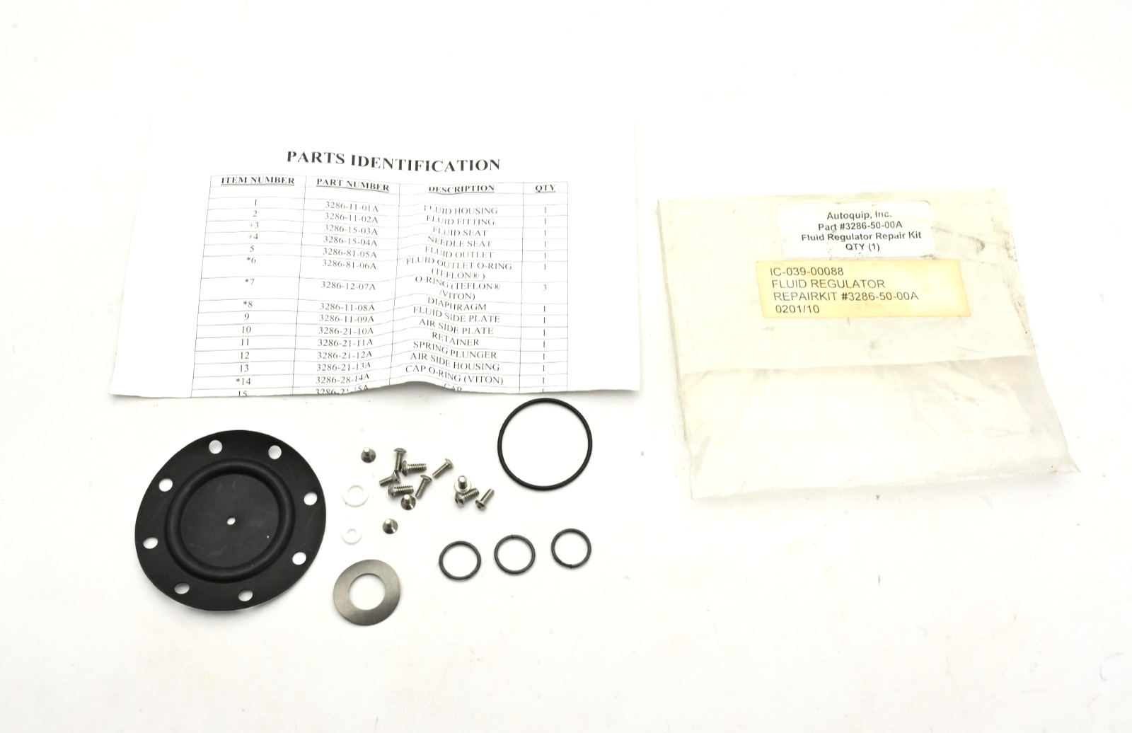 Autoquip Fluid Regulator Repair Kit #3286-50-00A for Model J Regulator