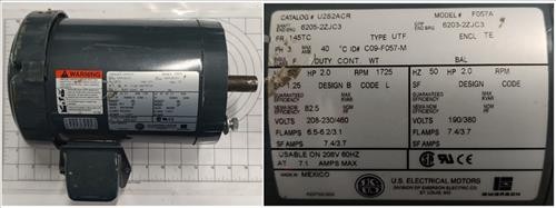 US ELECTRICAL MOTORS – F057A – MOTOR, 2HP, FRAME 145TC, 208-230/460V, 1725RPM