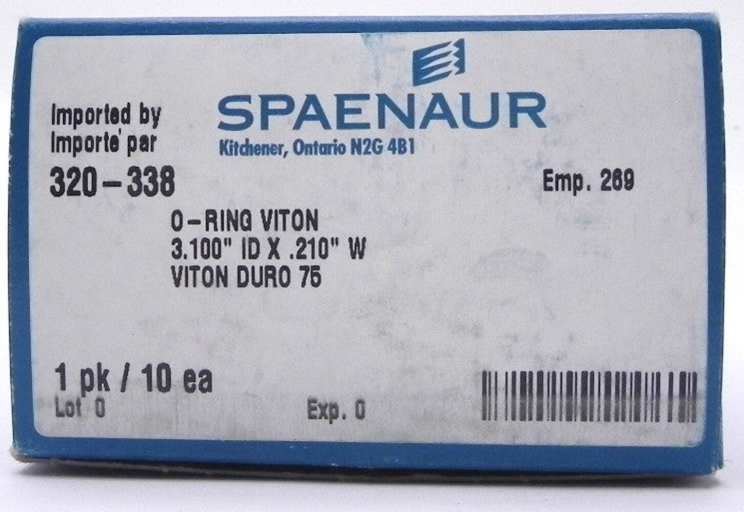Spaenaur O Ring Viton 75 Duro Black 320-338 (10 Pcs)