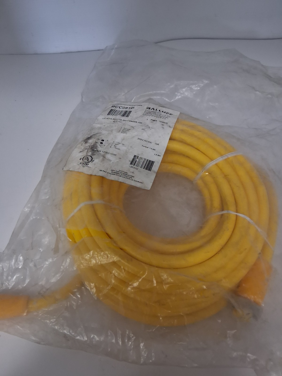 BALLUFF BCCA314-A314-30-304-VX44W6-100 CORDSET 300VAC/DC 10A(BCC091P) NIB