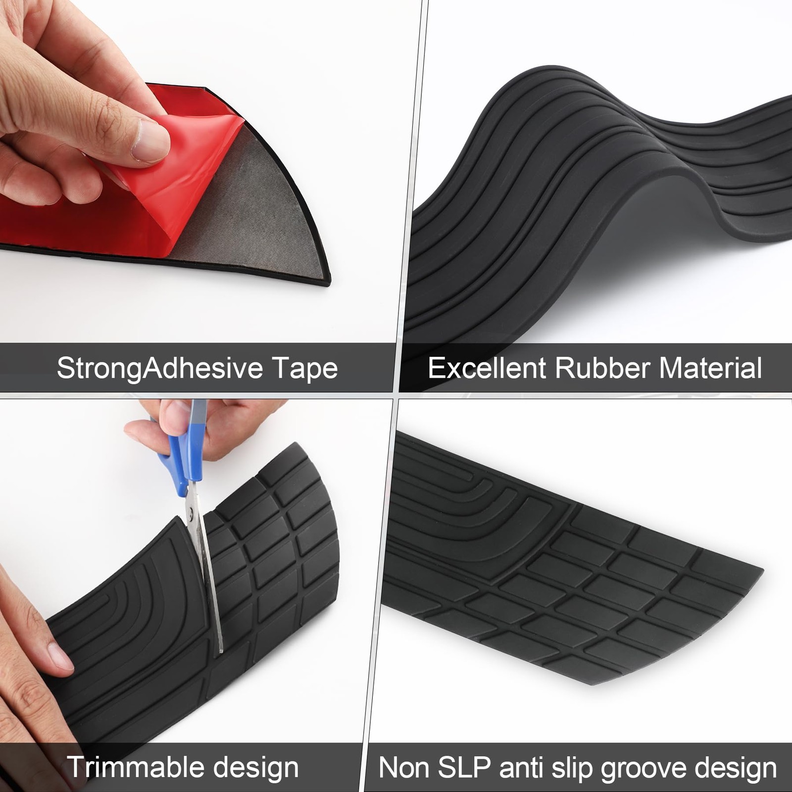 Car Rear Bumper Protector, 42inch x3.4inch Car/SUV Universal Rubber Anti-Scra…