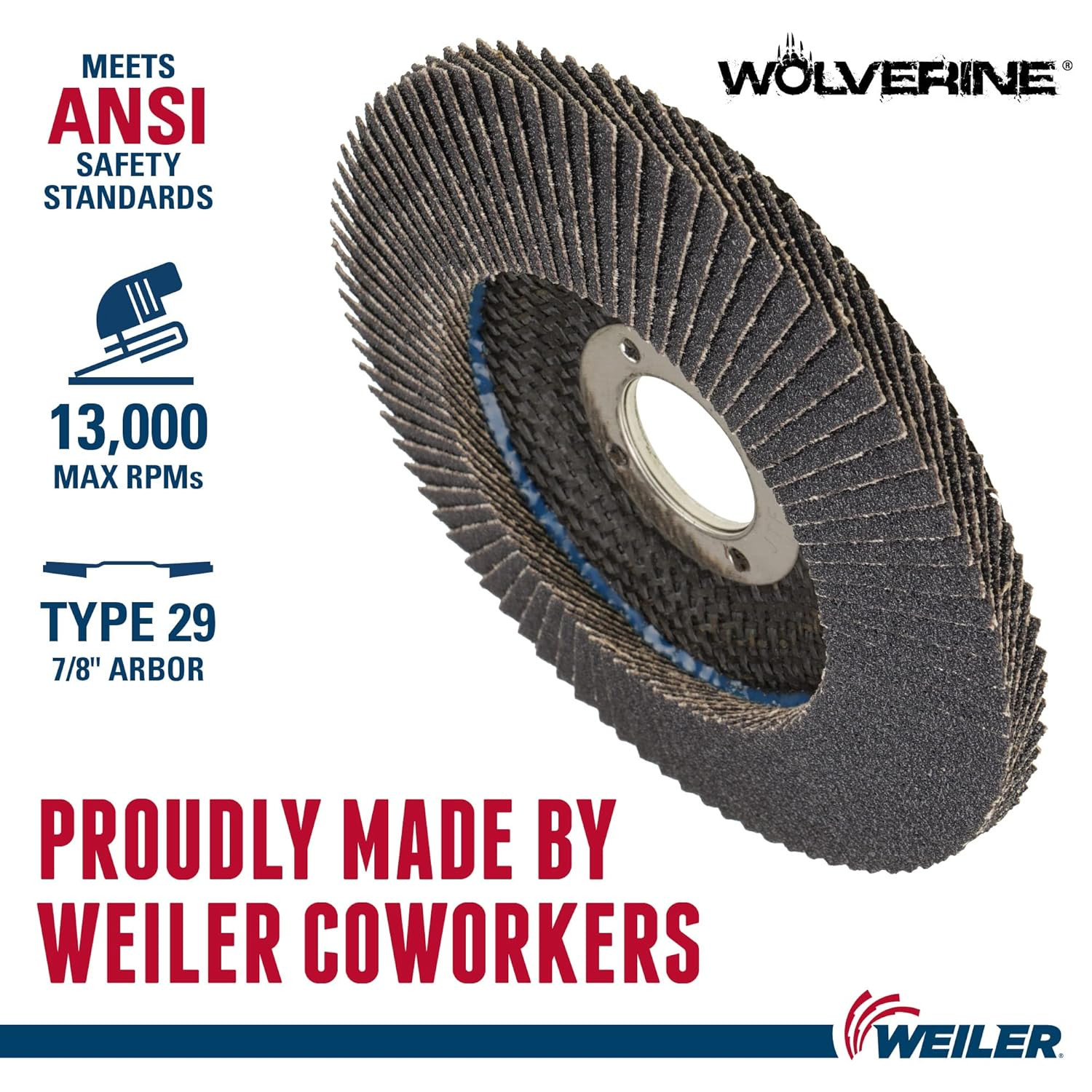 Weiler 31343 Wolverine 4-1/2″ Abrasive Flap Disc 40 Grit Zirconia Alumina