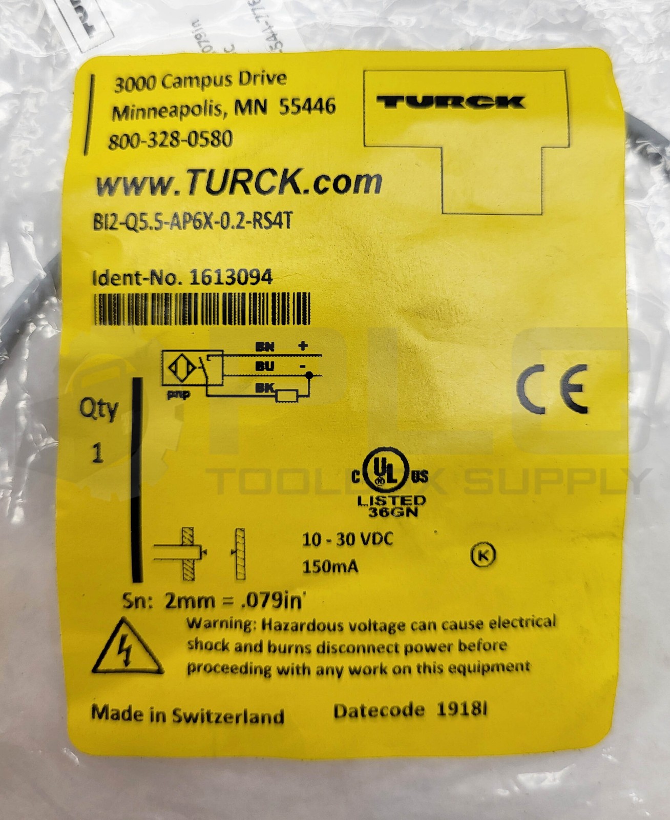 NEW SEALED TURCK BI2-Q5.5-AP6X-0.2-RS4T INDUCTIVE SENSOR 10-30VDC 150MA 1613094