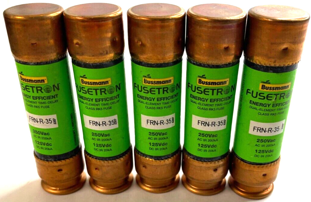 BUSSMANN FUSETRON FUSES CLASS RK5 SEREIS FRN-R TIME DELAY DUAL ELEMENT 35A