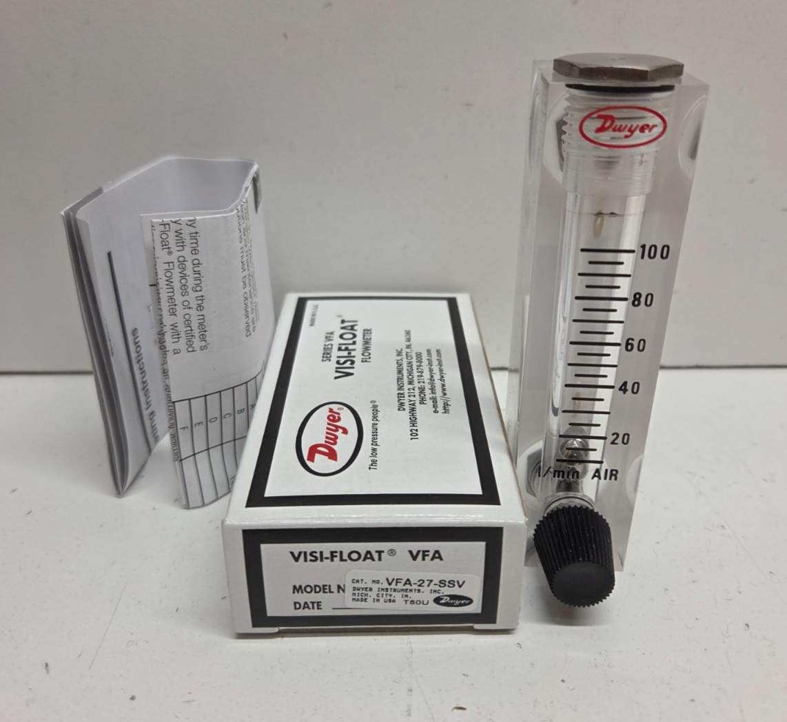 NEW IN BOX! DWYER 10-100L/MIN AIR FLOW METER VFA-27-SSV