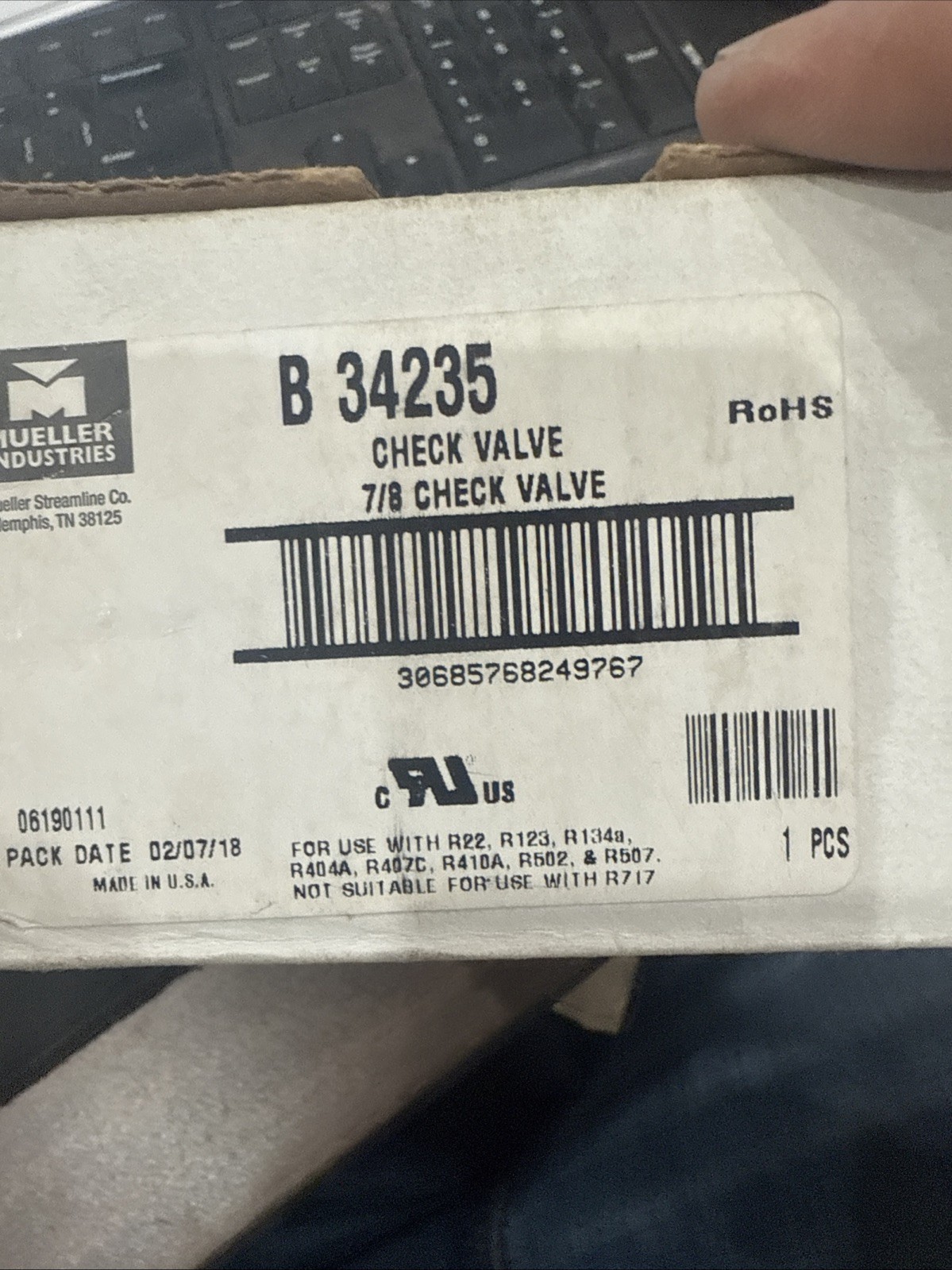 Mueller Industries B34235 Check Valve 7/8 Inch OD 4 Bolts