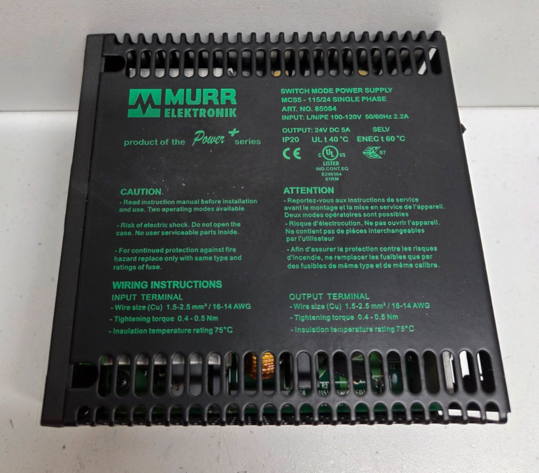 GUARANTEED! MURR ELEKTRONIK 100-120V INPUT 5A 24V OUT POWER SUPPLY MCS5-115/24