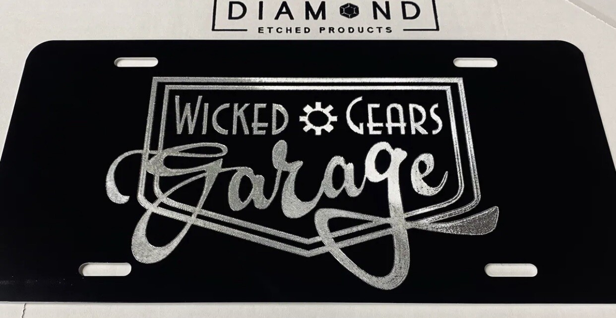 Silver Engraved YOUR LOGO Personalized Diamond Etched License Plate Car Tag