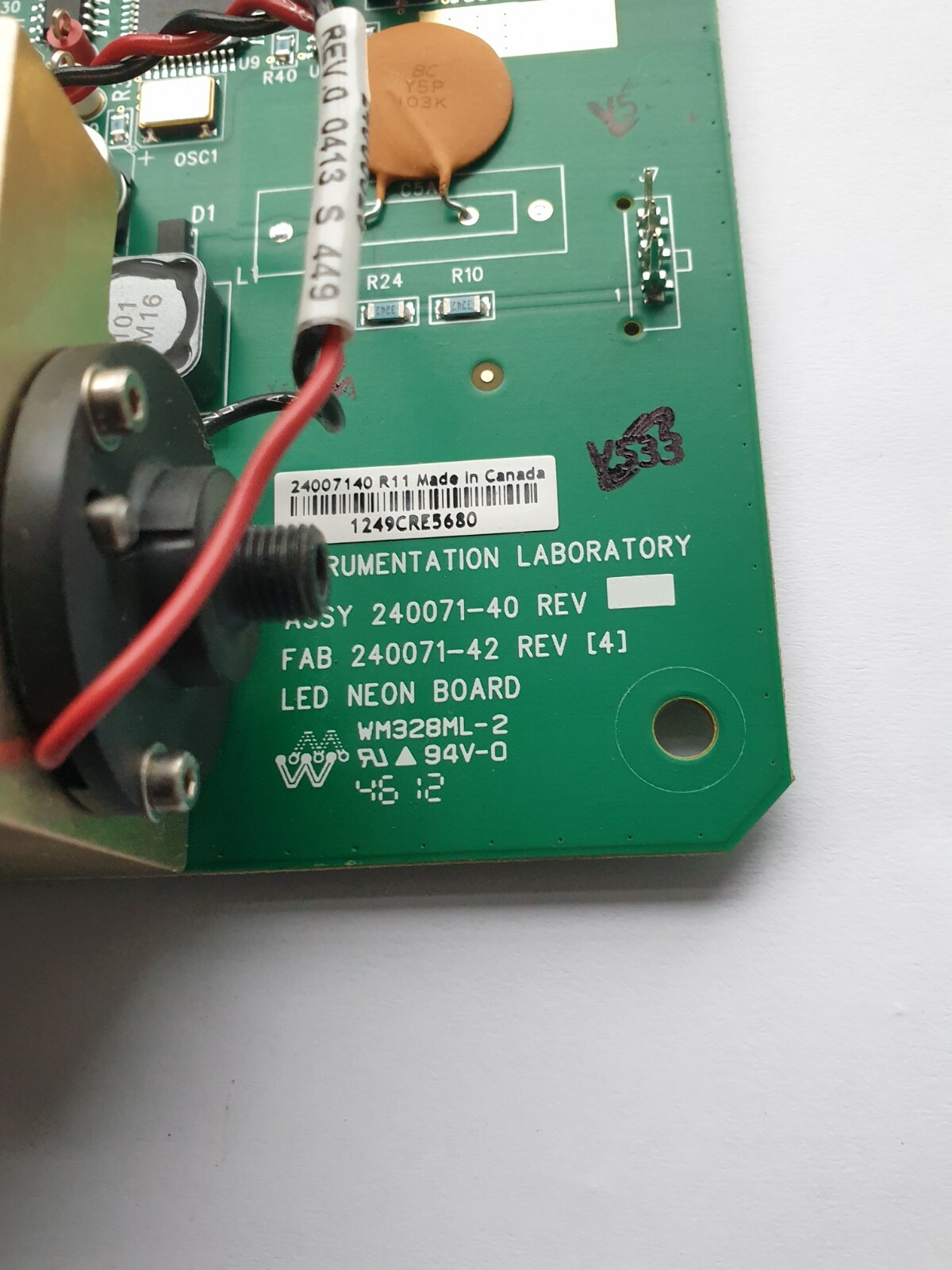 INSTRUMENTATION LABORATORY 240071-40 NEON BOARD (IN10S1B2)