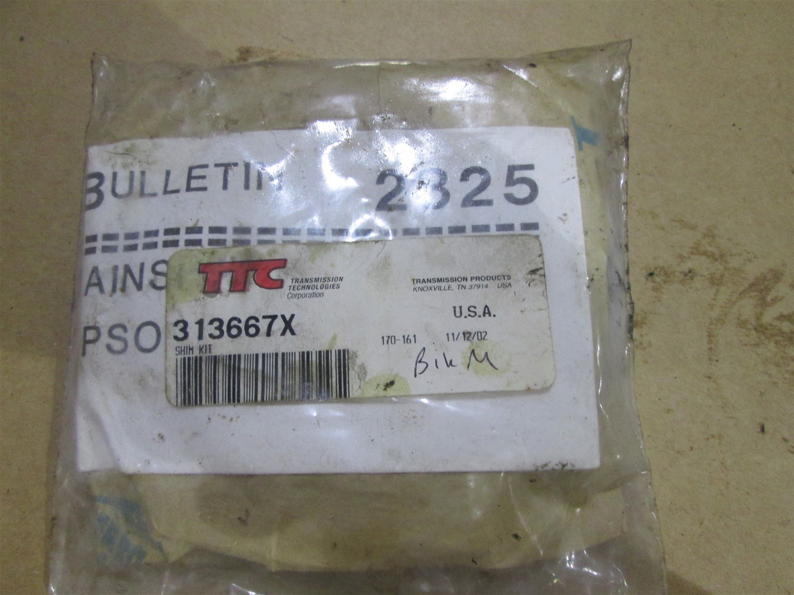 TTC Transmission Shim Kit 313667X Spicer Service Bulletin 2825