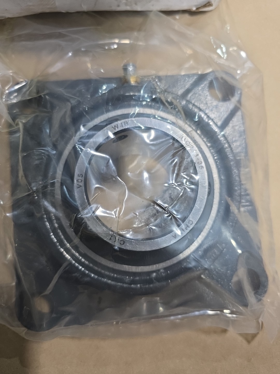 Dayton 4 Bolt Flange Bearing,Ball,2 3/16in Bore 3FCY5 Cast Iron Grey
