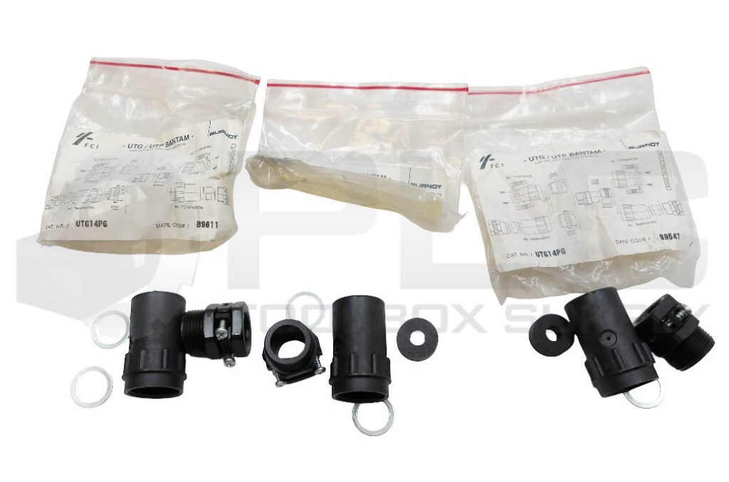 NEW LOT OF 3 FCI UTG14PG CONNECTOR BACKSHELL W/ CLAMP