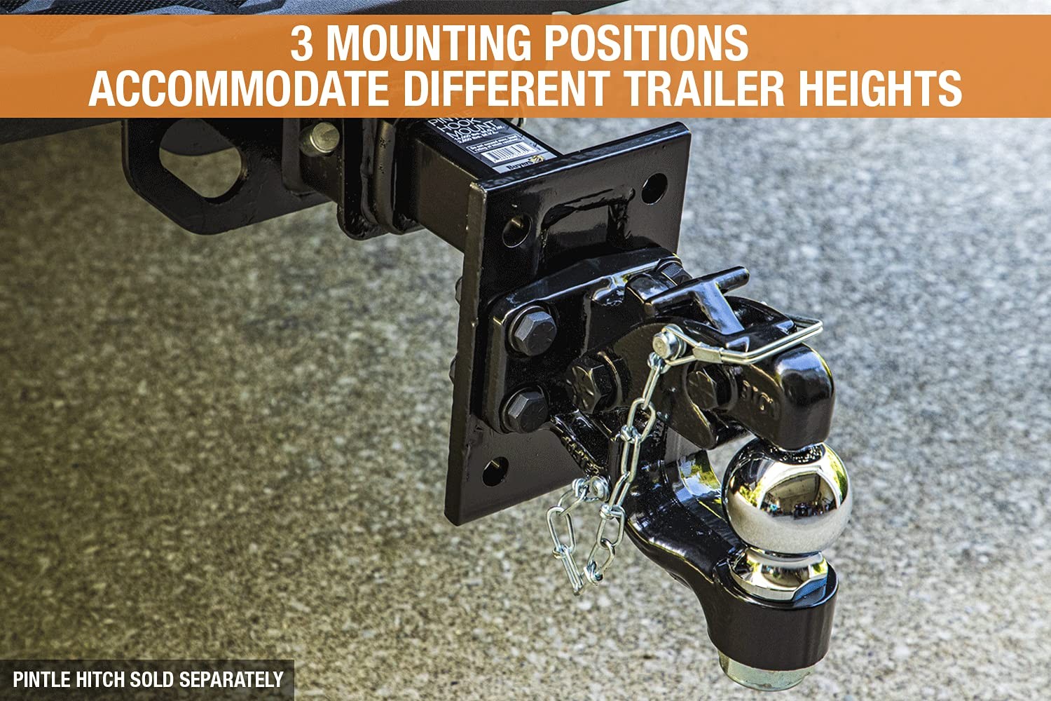 Buyers Products PM87 3 Position Pintle Hook Mount, 2″ Receiver, 9″ Shank, MGTW