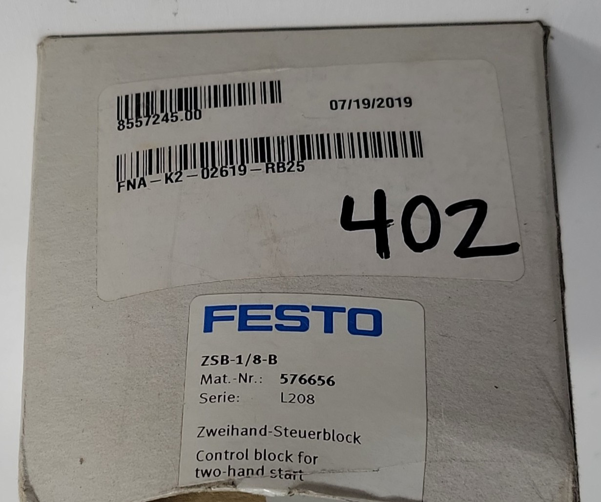 New FESTO ZSB-1/8-B 576656 Pneumatic System Control Block Automation Module