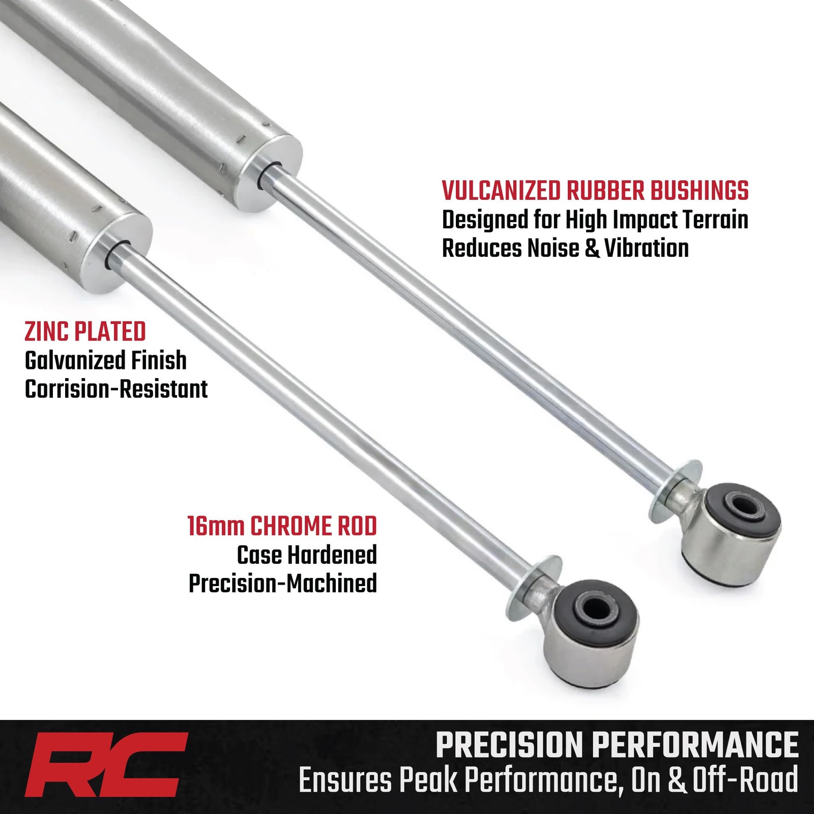 Rough Country M1R Monotube Front Shocks with External Reservoir for Jeep