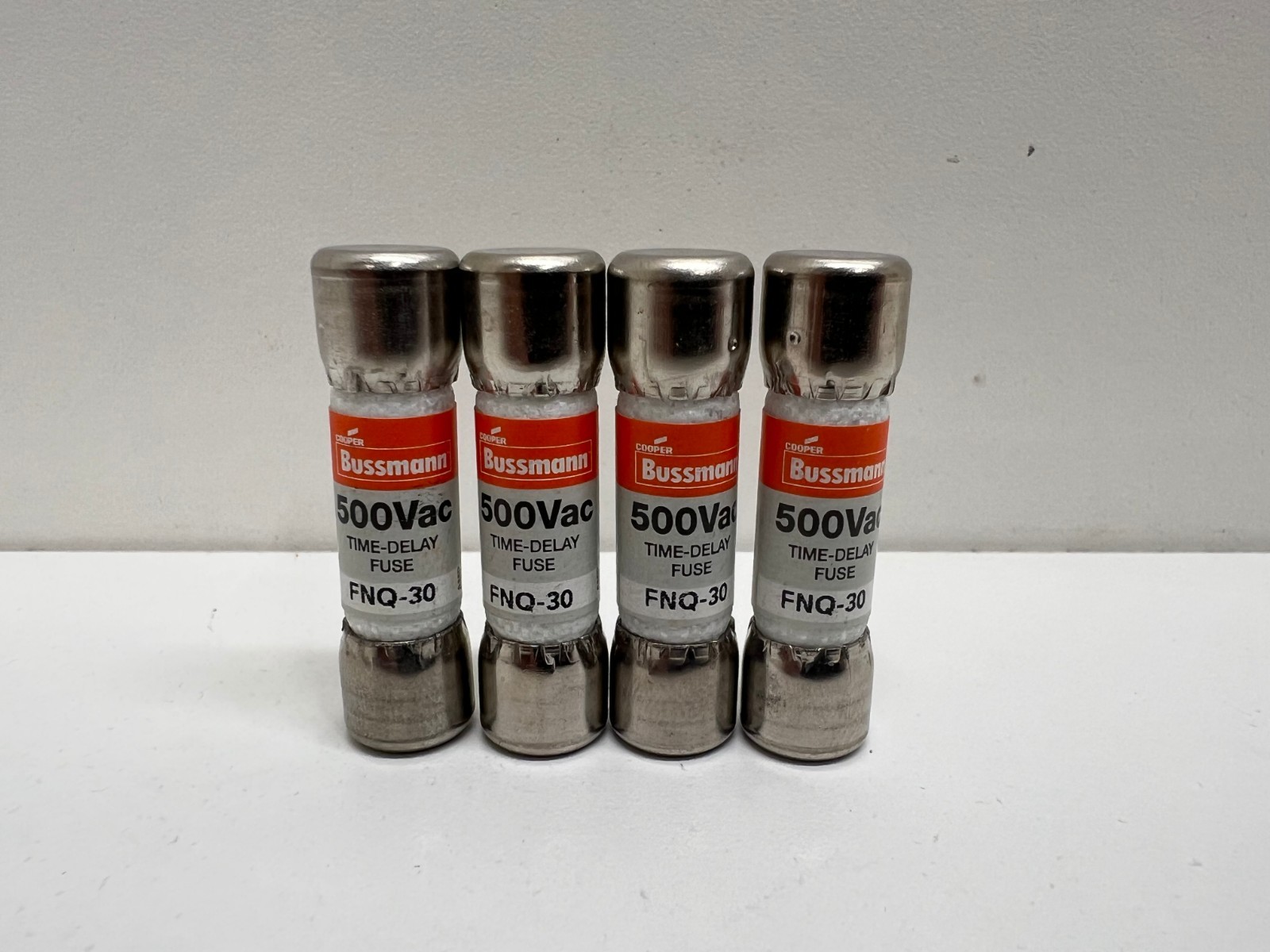 LOT OF (4) NEW OLD STOCK! COOPER BUSSMANN 30A TIME-DELAY FUSES FNQ-30