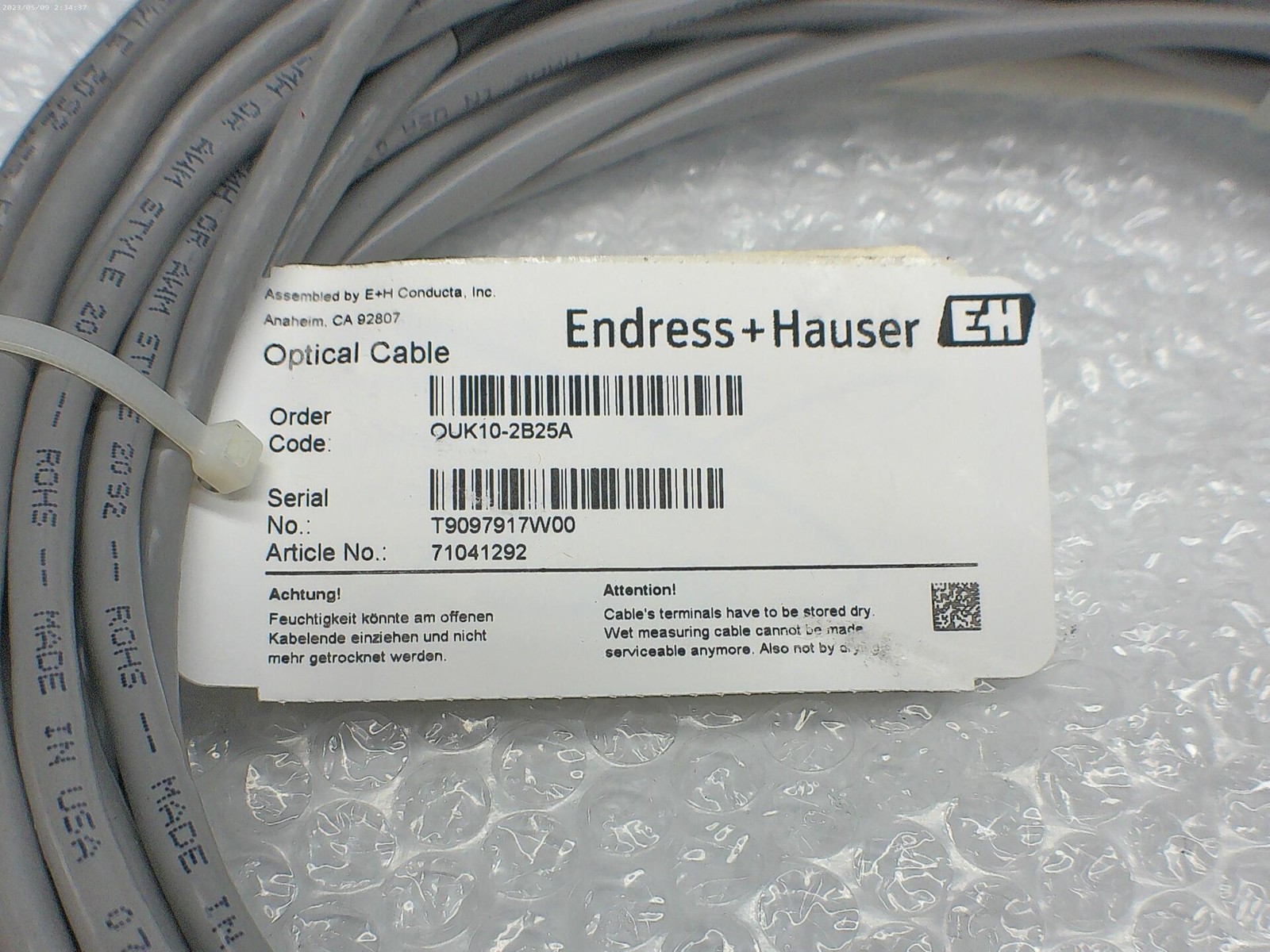 ENDRESS+HAUSER OUK10-2B25A CABLE NSNP