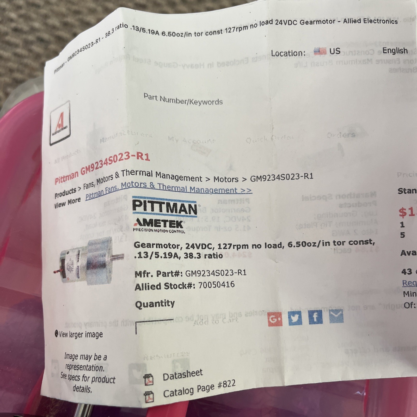 Pittman Ametek GM9234S023-R1