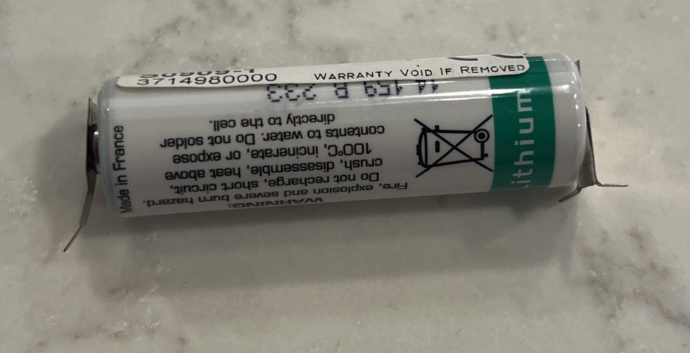11903 Domino PCB Battery Energy + 3.6v LS14500 Lithium S0909-1