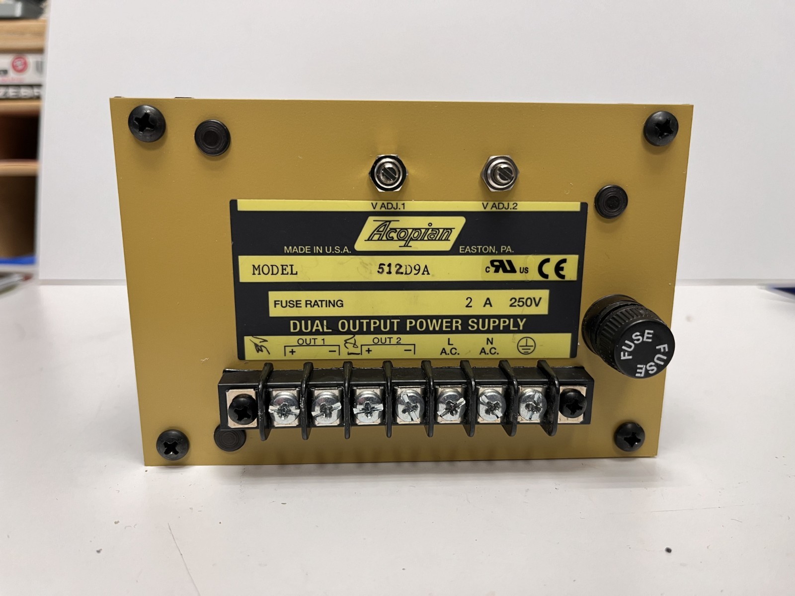 Acopian 512D9A Dual Regulated 5VDC/6A, 12VDC/2.4A Power Supply, 120VAC Input