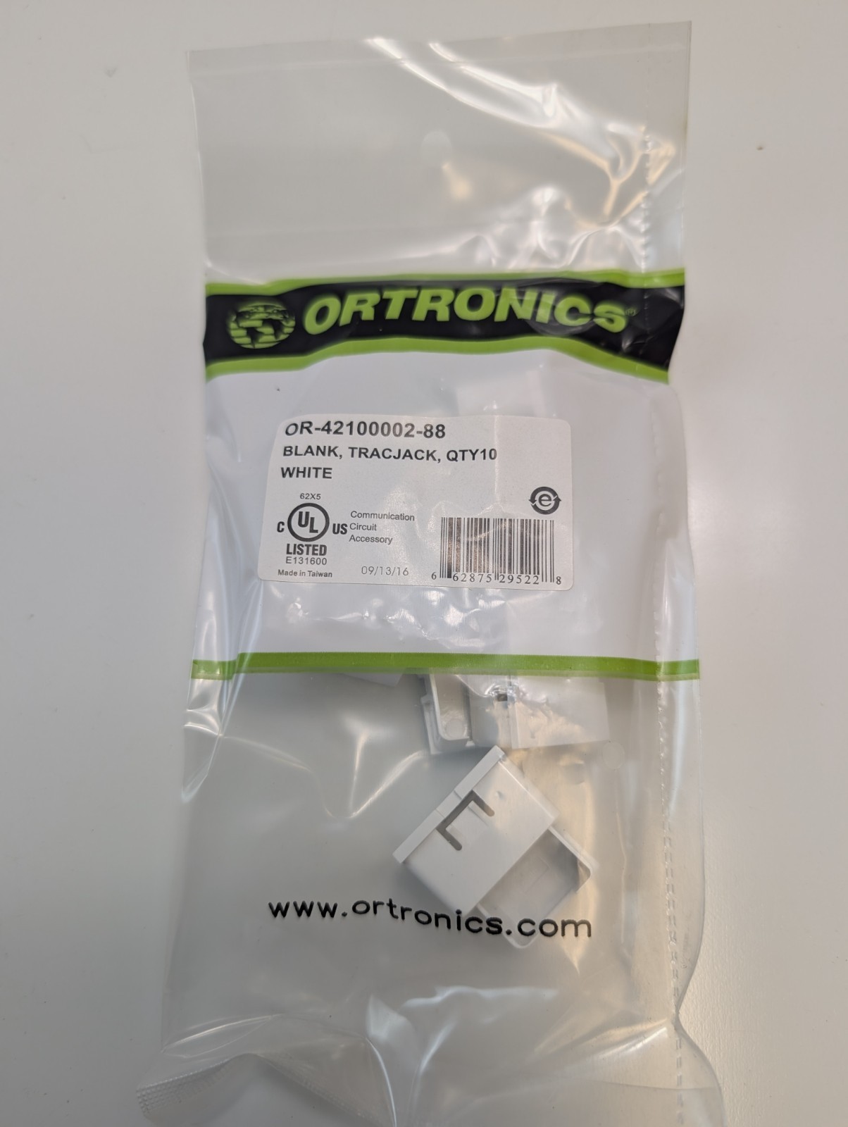 ORTRONICS OR-42100002-88 TracJack Blank Inserts white
