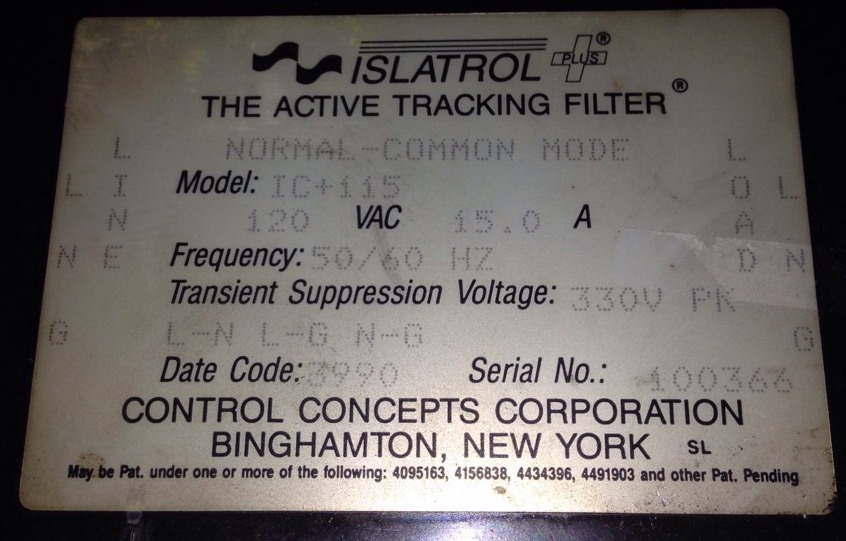 Control Concepts Islatrol Tracking Filter IC+115, LR-58750, SHIPSAMEDAY