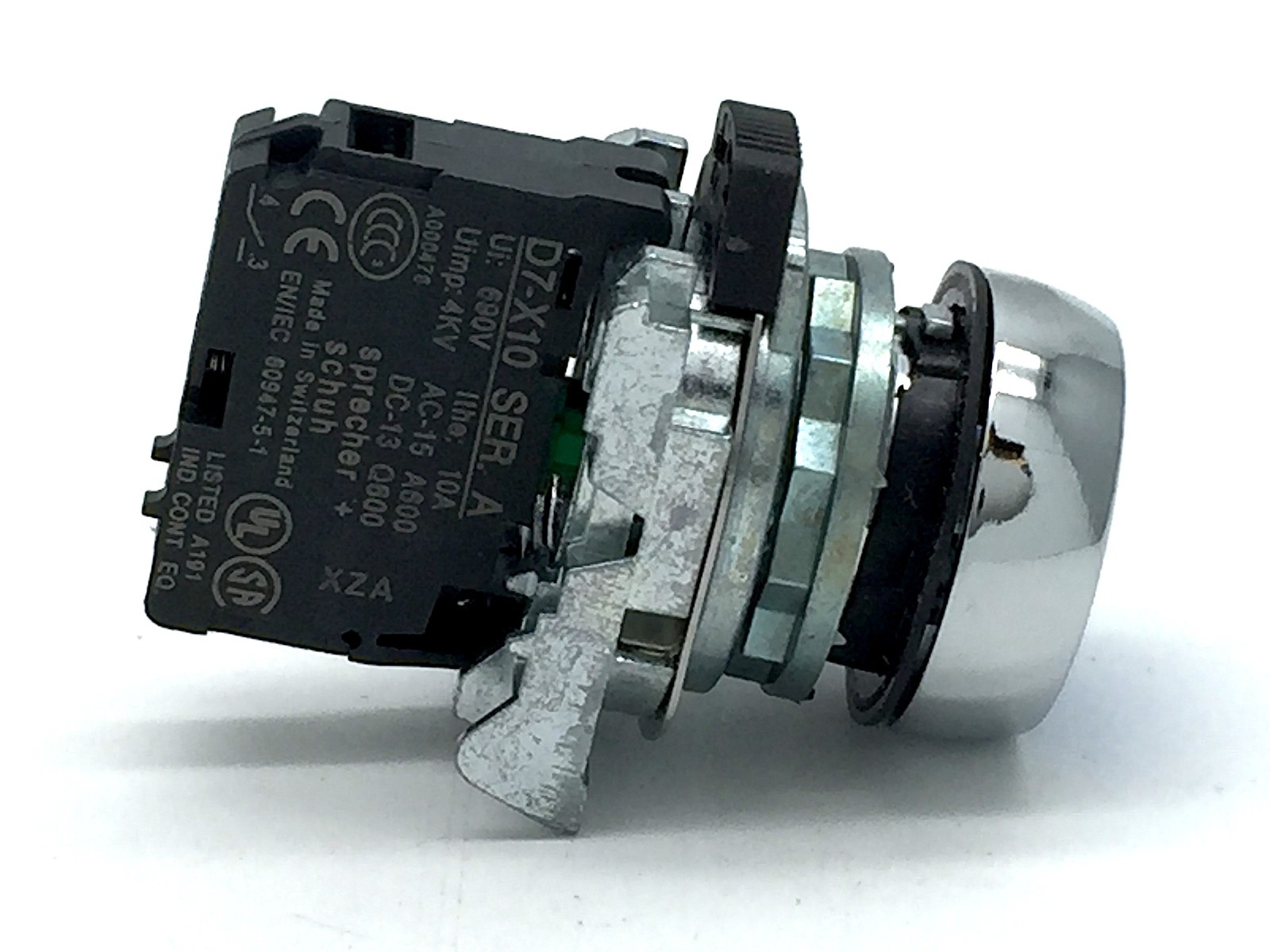 NHP Sprech+Schuh D7MF607MX10 Flush Push Button Metal Blue RESET 1N/C 600VDC 10A