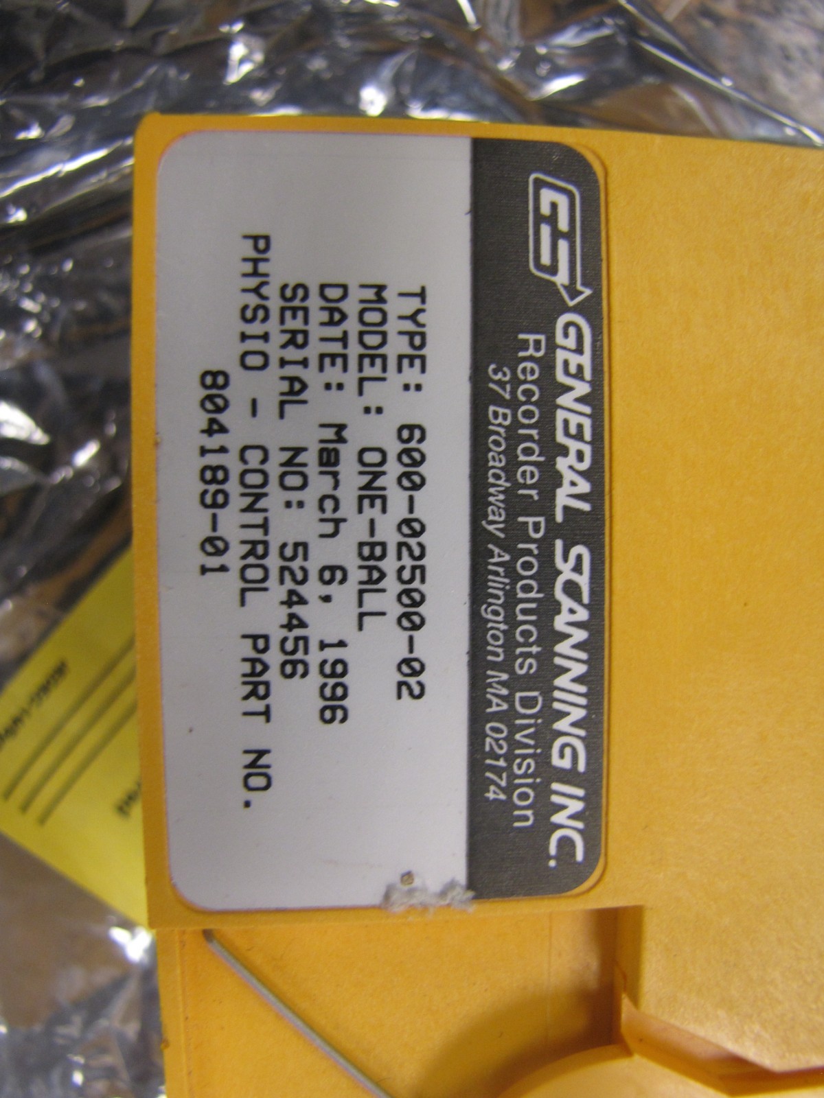 General Scanning INC. Recorder Products 600-02500-02 ONE-BALL 1996- 804189-01