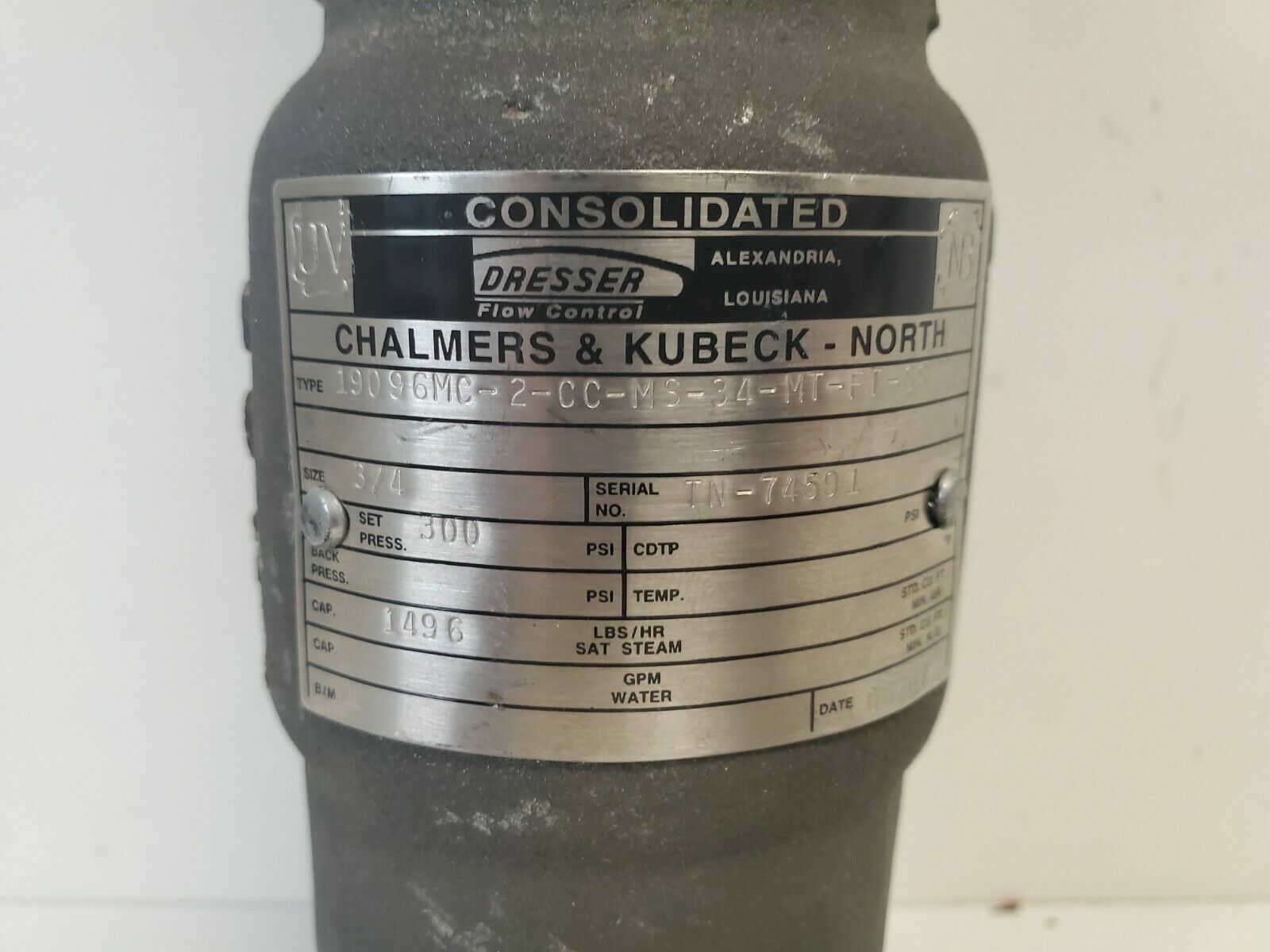 NOS! DRESSER CONSOLIDATED 3/4″ RELIEF VALVE 19096MC-2-CC-MS-34-MT-FT-SS