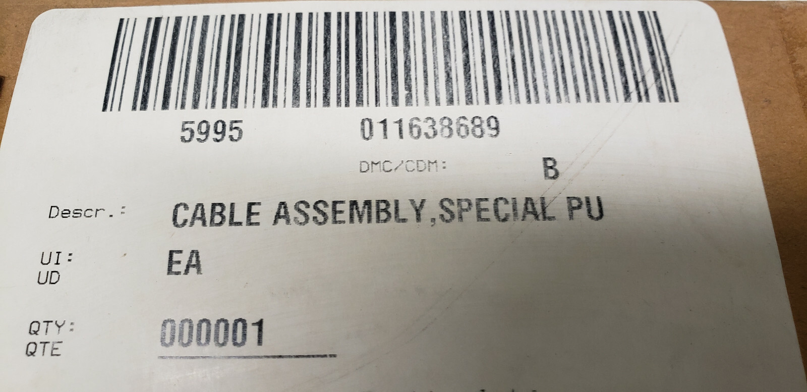 5995-01-163-8689 Electrical Special Purpose Cable Ass. 5995011638689 – 5187398