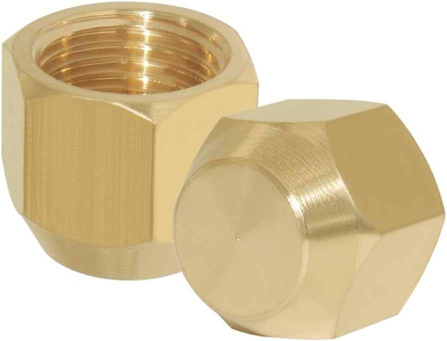 2PCS Brass Flare Tube Fitting 1/2″ OD Tube SAE 45 Degree Hex Flare Cap Female Se