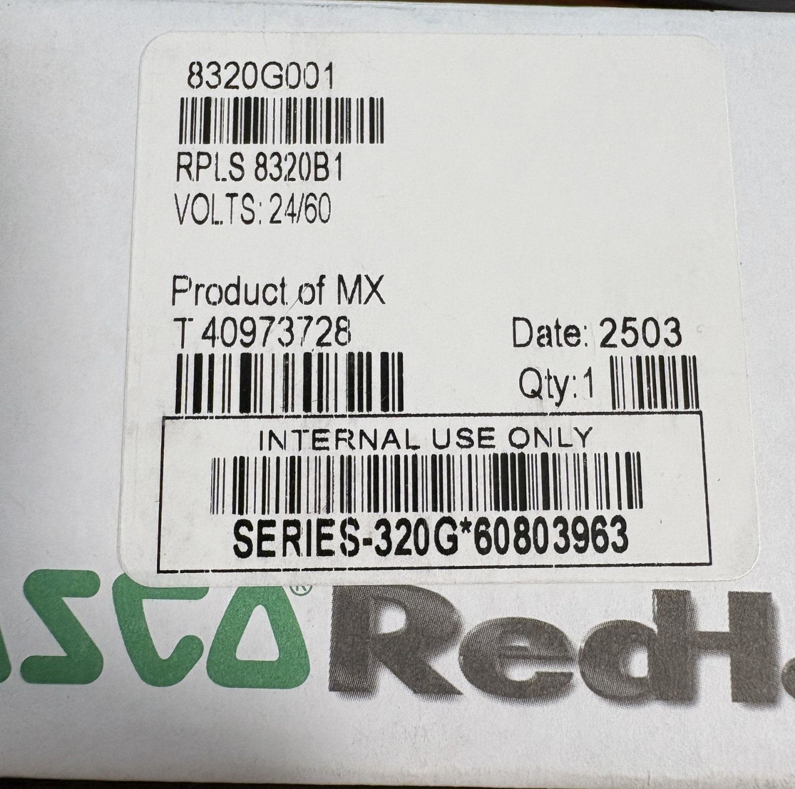 New Asco RedHat Solonoid #8320G001