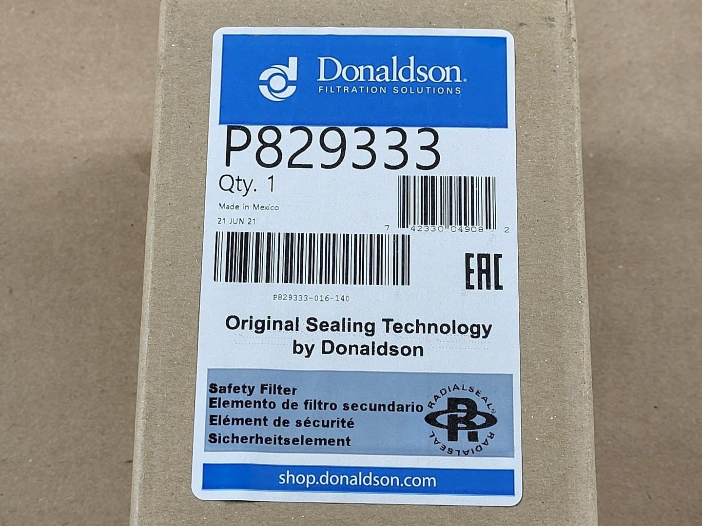 SURPLUS NEW 2021 DONALDSON P829333 Safety Air Filter – Manufacturing Equipment