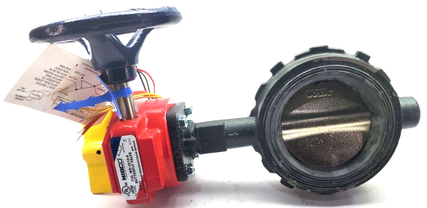 NEW NIBCO WD-3510-8 WAFER STYLE BUTTERFLY VALVE 4″ GEAR OP W/ SWITCHES 250PSI