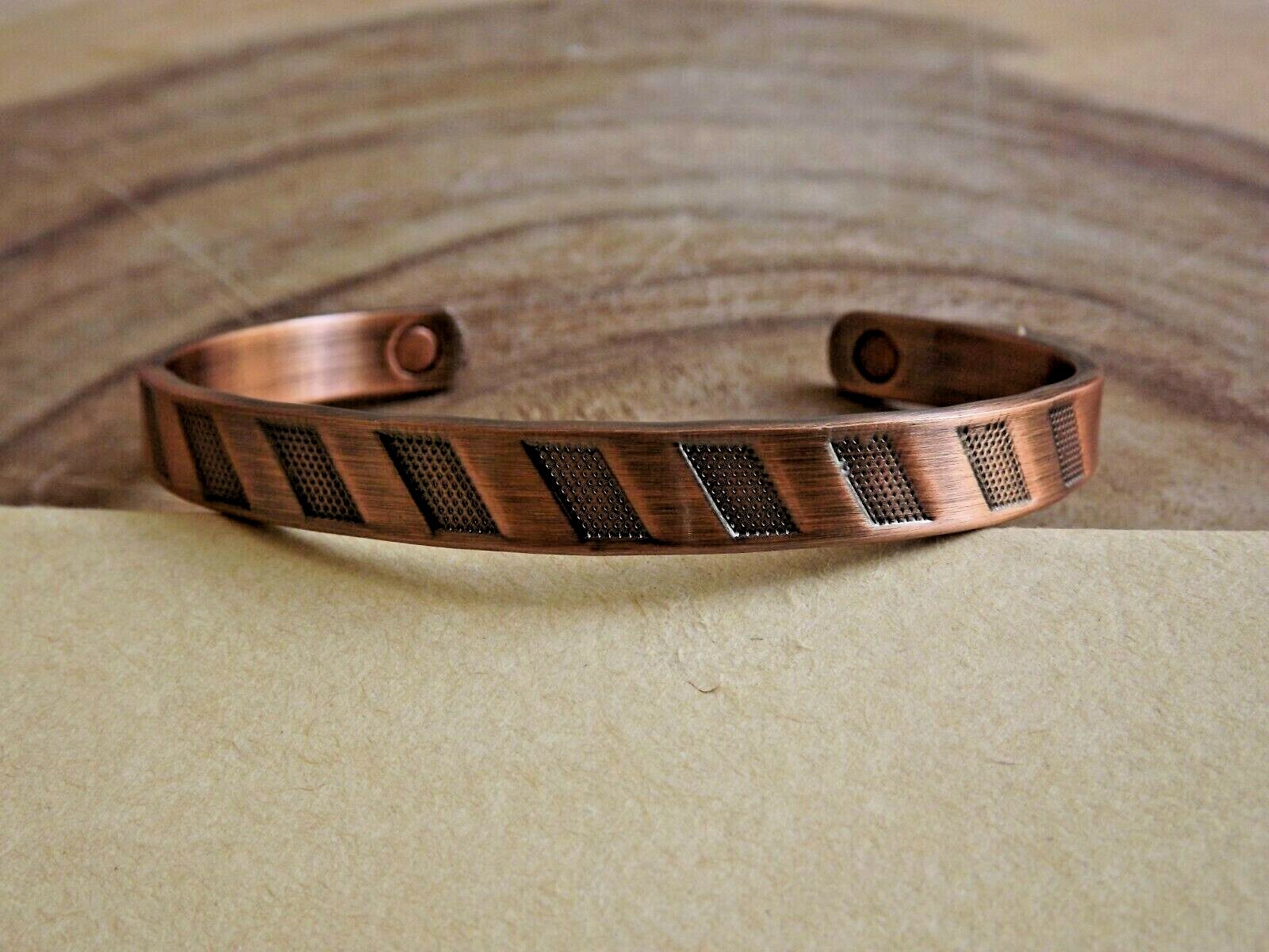 Oxidized Pure Copper Magnetic Bracelet Arthritis Energy Adjustable Cuff