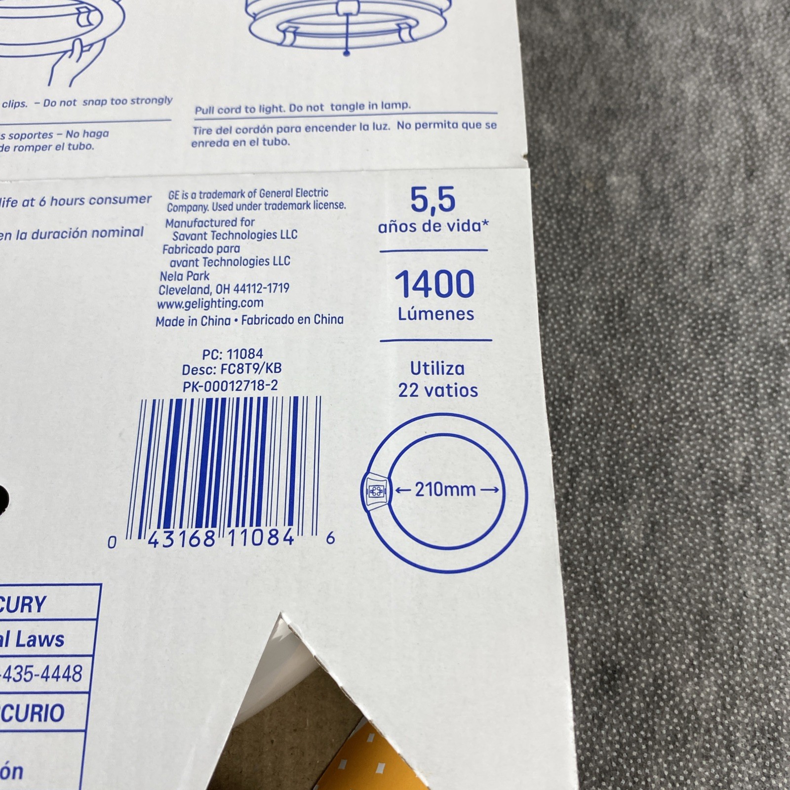 GE Lighting FC8T9/KB Circline Fluorescent Lamp 8″ 22W 3000K Warm White NEW✅