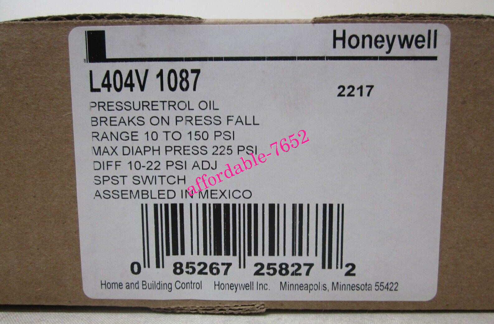 NEW HONEYWELL L404V1087 PRESSURETROL CONTROLLER By Fedex or DHL