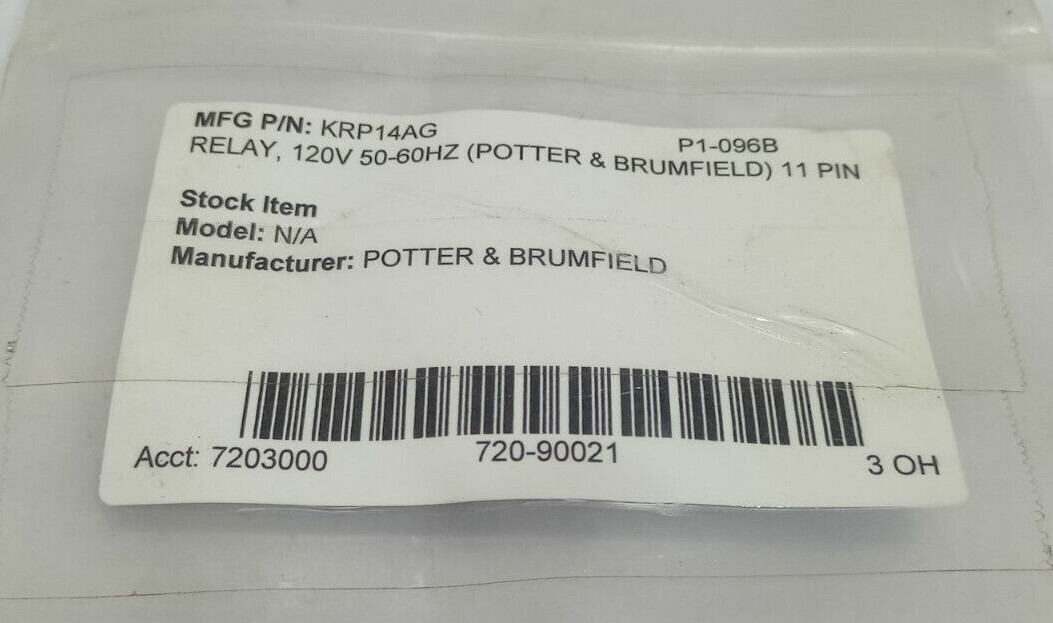 Potter & Brumfield KRP14AG Relay 120V 50/60Hz 11Pin – 3pcs lot