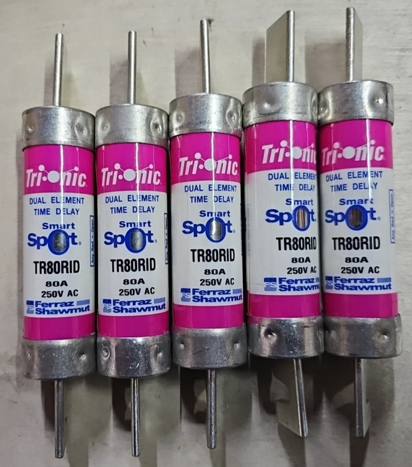 1) New box of 5 Mersen TR80RID Ul Class Fuse Rk5 Class Time-Delay 80A 250V